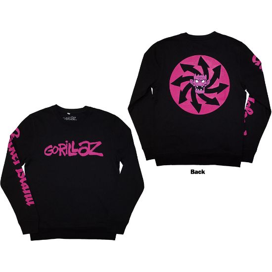 Picture of Gorillaz Unisex Sweatshirt: Craker Island Pazuzu Spiral (Back & Sleeve Print)