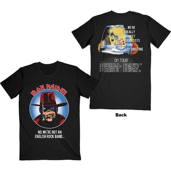 Picture of Iron Maiden Unisex T-Shirt: Not An English Rock Band Back Print