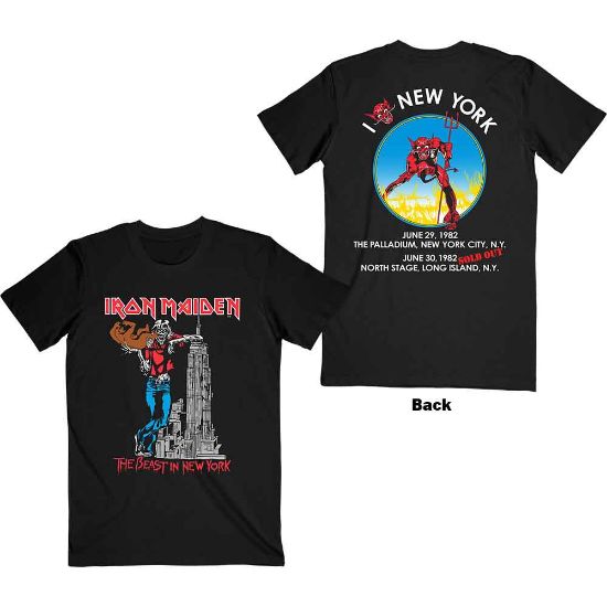 Picture of Iron Maiden Unisex T-Shirt: The Beast In New York Back Print