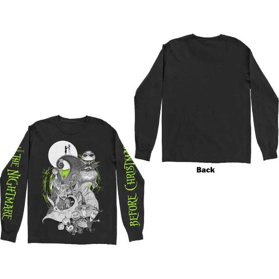 Picture of The Nightmare Before Christmas Unisex Long Sleeve T-Shirt: Characters Green Glow Sleeve Print