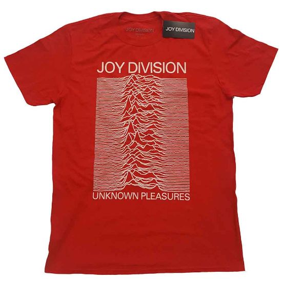 Picture of Joy Division Unisex T-Shirt: Unknown Pleasures White On Red