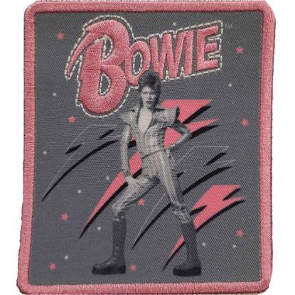 Picture of David Bowie Printed Patch: Pink Flash Woven Logo (Standard) 