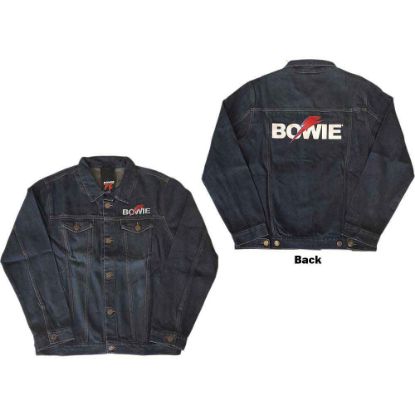 Picture of David Bowie Unisex Denim Jacket: Flash Logo (Back Print) (Medium)