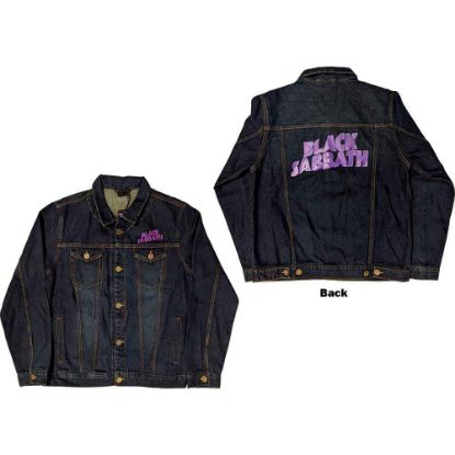 Picture of Black Sabbath Unisex Denim Jacket: Wavy Logo (Back Print) (Medium)