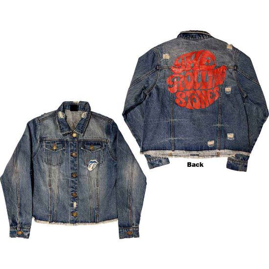 Picture of The Rolling Stones Ladies Denim Jacket: Script (Back Print) (Small)