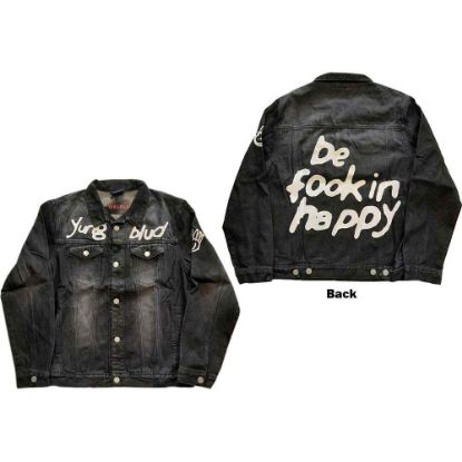 Picture of Yungblud Unisex Denim Jacket: Be Fooking Happy (Back & Sleeve Print) (Small)