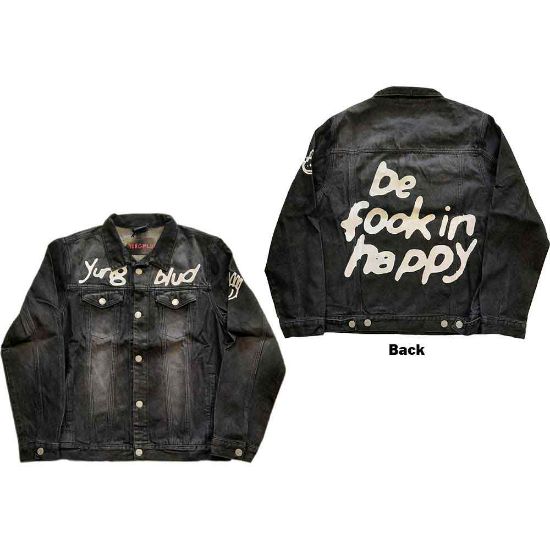 Picture of Yungblud Unisex Denim Jacket: Be Fooking Happy (Back & Sleeve Print) (Medium)