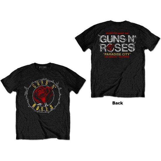 Picture of Guns N' Roses Unisex T-Shirt: Rose Circle Paradise City Back Print