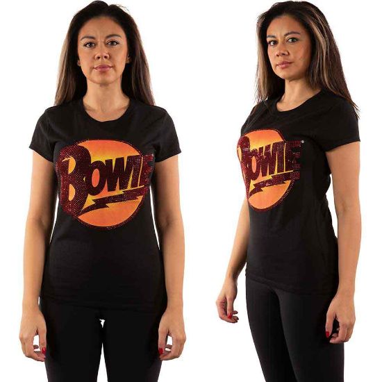 Picture of David Bowie Ladies T-Shirt: Diamond Dogs Logo Embellished