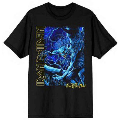 Picture of Iron Maiden Unisex T-Shirt: Fear of the Dark Blue Tone Eddie Vertical Logo