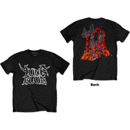 Picture of Yungblud Unisex T-Shirt: Weird Flaming Skeletons (Back Print) (Small)