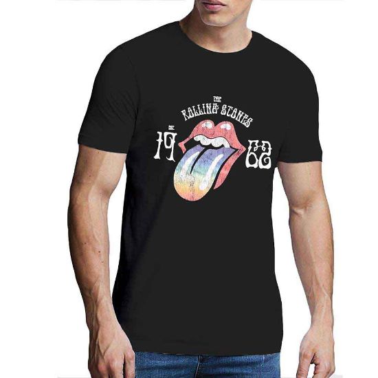 Picture of The Rolling Stones Unisex T-Shirt: Sixty Rainbow Tongue '62 Puff Print