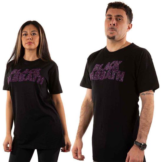 Picture of Black Sabbath Unisex T-Shirt: Wavy Logo Embellished