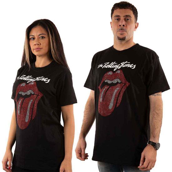Picture of The Rolling Stones Unisex T-Shirt: Logo & Tongue Embellished