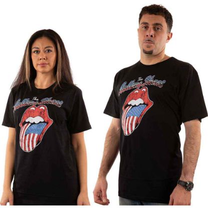 Picture of The Rolling Stones Unisex T-Shirt: USA Tongue Embellished