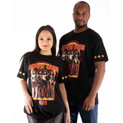 Picture of KISS Unisex T-Shirt: Love Gun Stars Sleeve Print