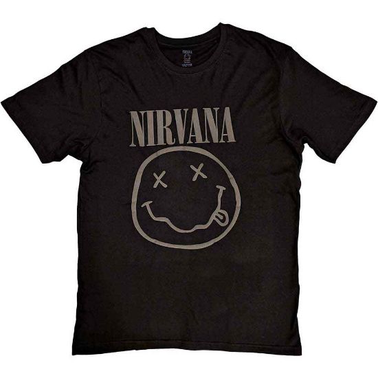 Picture of Nirvana Unisex T-Shirt: Black Happy Face Hi-Build