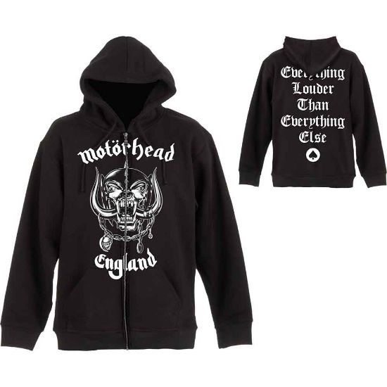 Picture of Motorhead Unisex Zipped Hoodie: England Back Print
