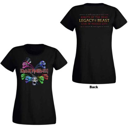 Picture of Iron Maiden Ladies T-Shirt: Legacy of the Beast Live Album Skulls Back Print