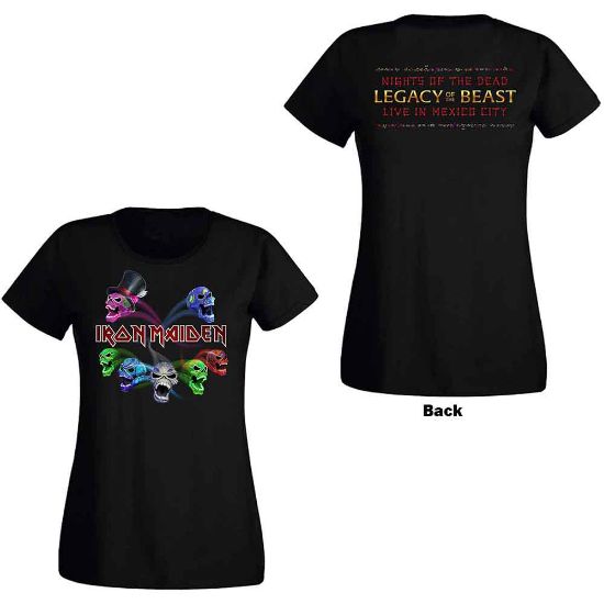 Picture of Iron Maiden Ladies T-Shirt: Legacy of the Beast Live Album Skulls Back Print
