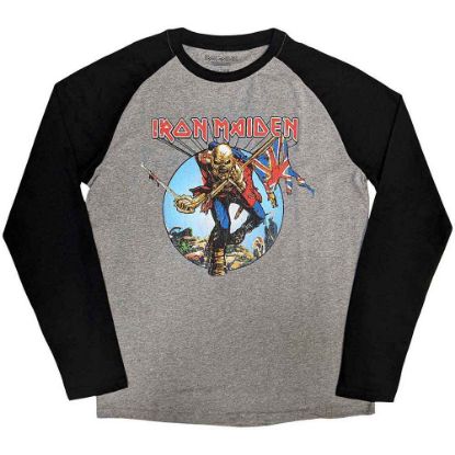 Picture of Iron Maiden Unisex Raglan T-Shirt: Trooper Burst