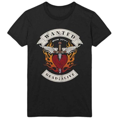 Picture of Bon Jovi Unisex T-Shirt: Wanted Flames