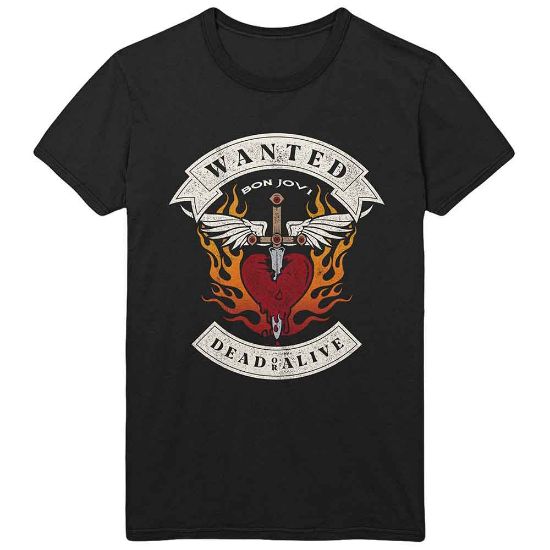 Picture of Bon Jovi Unisex T-Shirt: Wanted Flames