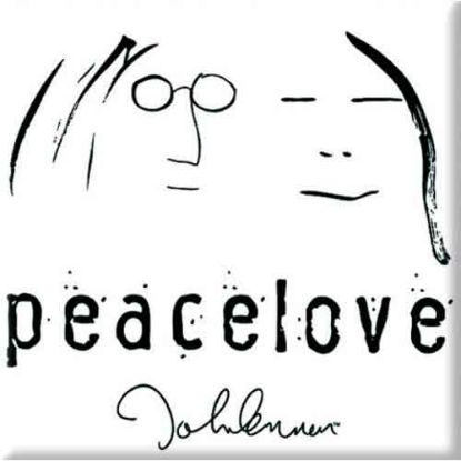 Picture of John Lennon Fridge Magnet: Peacelove Black On White