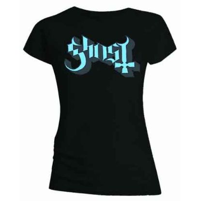 Picture of Ghost Ladies T-Shirt: Blue/Grey Keyline Logo Skinny Fit