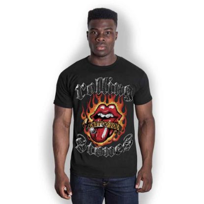Picture of The Rolling Stones Unisex T-Shirt: Flaming Tattoo Tongue