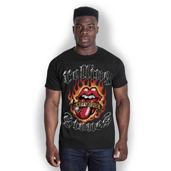 Picture of The Rolling Stones Unisex T-Shirt: Flaming Tattoo Tongue