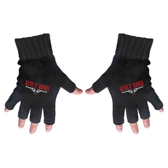 Picture of Guns N' Roses Unisex Fingerless Gloves: Logo & Pistols