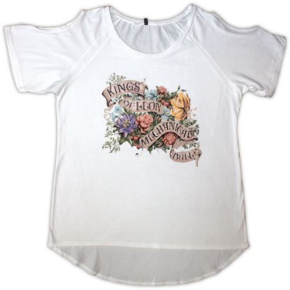 Picture of Kings of Leon Ladies T-Shirt: Flowers Cold Shoulder