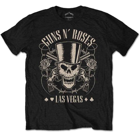 Picture of Guns N' Roses Unisex T-Shirt: Top Hat, Skull & Pistols Las Vegas