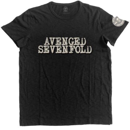 Picture of Avenged Sevenfold Unisex T-Shirt: Logo & Death Bat Applique