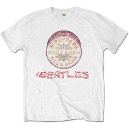 Picture of The Beatles Unisex T-Shirt: Flowers Logo & Drum