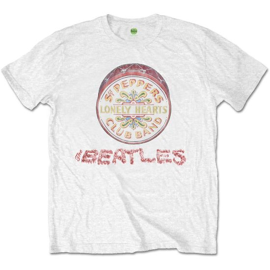 Picture of The Beatles Unisex T-Shirt: Flowers Logo & Drum