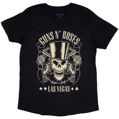 Picture of Guns N' Roses Ladies T-Shirt: Top Hat, Skull & Pistols Las Vegas
