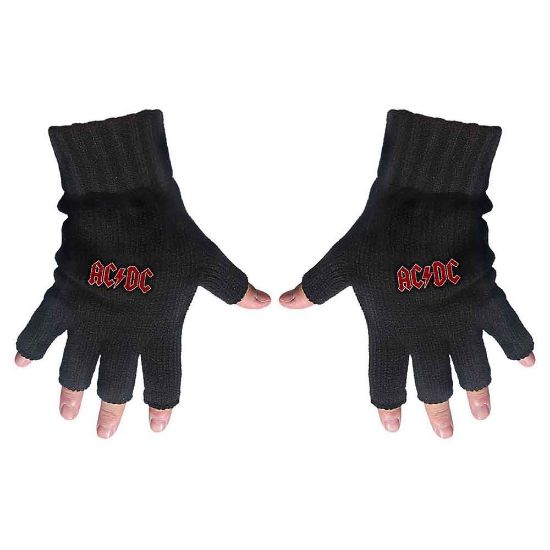 Picture of AC/DC Unisex Fingerless Gloves: Classic Red Logo