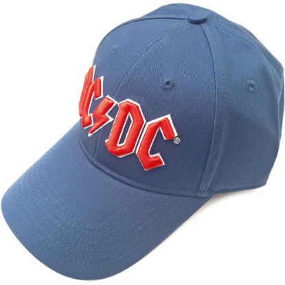 Picture of AC/DC Unisex Baseball Cap: Red Logo (Denim Blue)