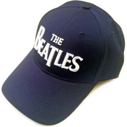 Picture of The Beatles Unisex Baseball Cap: White Drop T Logo (Navy Blue)