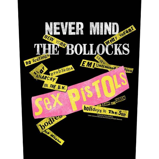 Picture of The Sex Pistols Back Patch: Never Mind the Bollocks Album Tracks Black