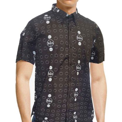 Picture of The Beatles Unisex Casual Shirt: Drum & Apples All-Over-Print (Small)