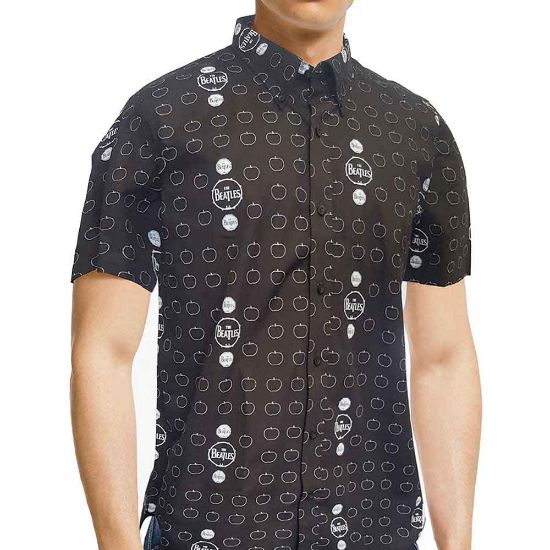 Picture of The Beatles Unisex Casual Shirt: Drum & Apples All-Over-Print (Small)