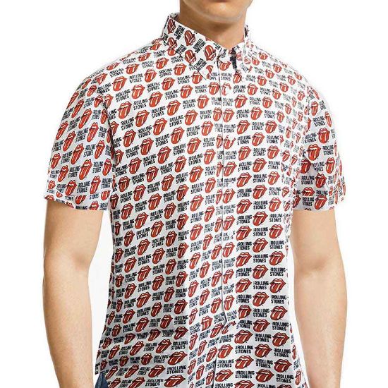 Picture of The Rolling Stones Unisex Casual Shirt: Tongue and Text (All Over Print) (X-Large)