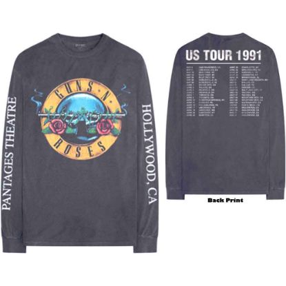 Picture of Guns N' Roses Unisex Long Sleeve T-Shirt: Hollywood Tour Back & Sleeve Print