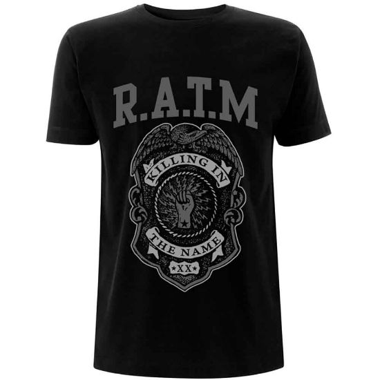 Picture of Rage Against The Machine Unisex T-Shirt: Grey Police Badge