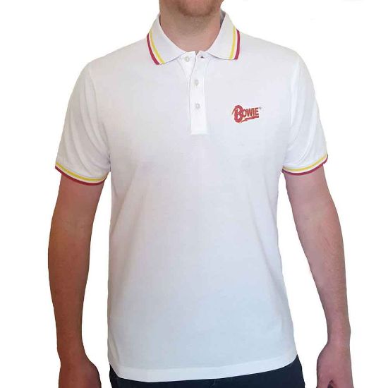 Picture of David Bowie Unisex Polo Shirt: Flash Logo