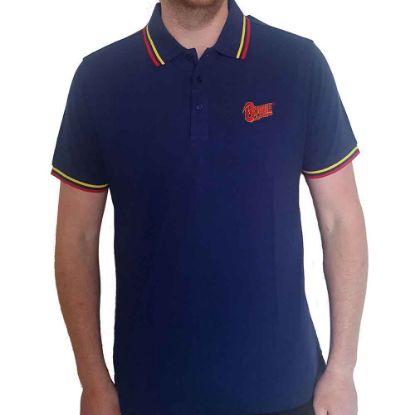 Picture of David Bowie Unisex Polo Shirt: Flash Logo