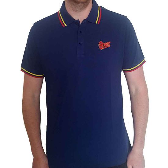 Picture of David Bowie Unisex Polo Shirt: Flash Logo